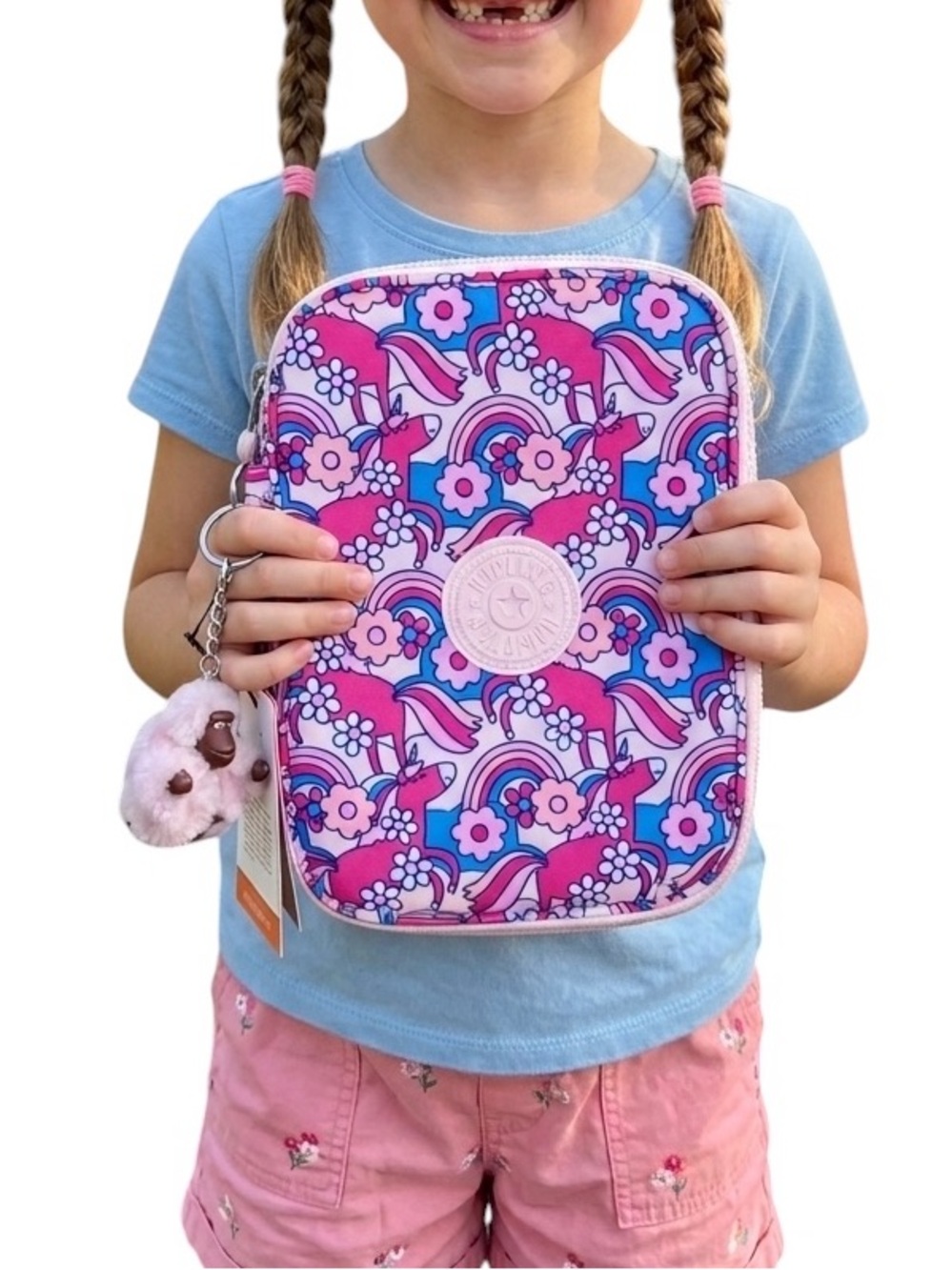 Kipling 100 Pen Pencil Case Mystical Mane Unicorn Rainbow Organizer Pouch, Kids